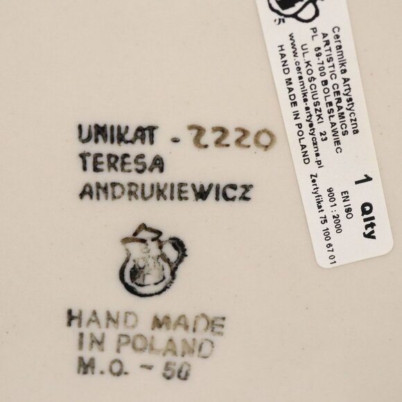 Polish Pottery Vase / Wine Chill w/ Saucer Floral #2220 Ceramika Artystyczna - Picture 8 of 8